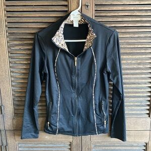 Neiman Marcus Black and “ Leopard” Lounge/Active Top